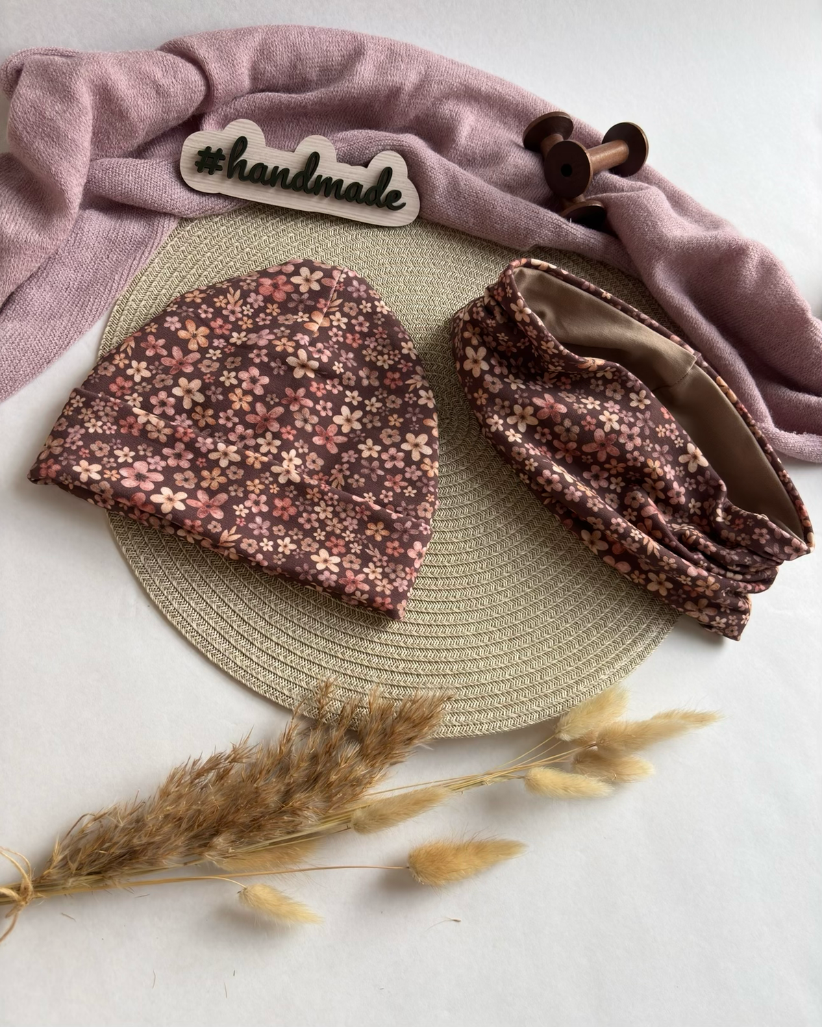 Herbst Limited Edition Handmade Mütze & Loop „Blumen“