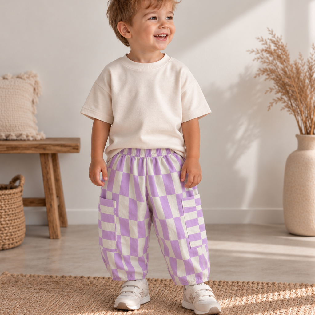Barrel Pants „Lila Karo“