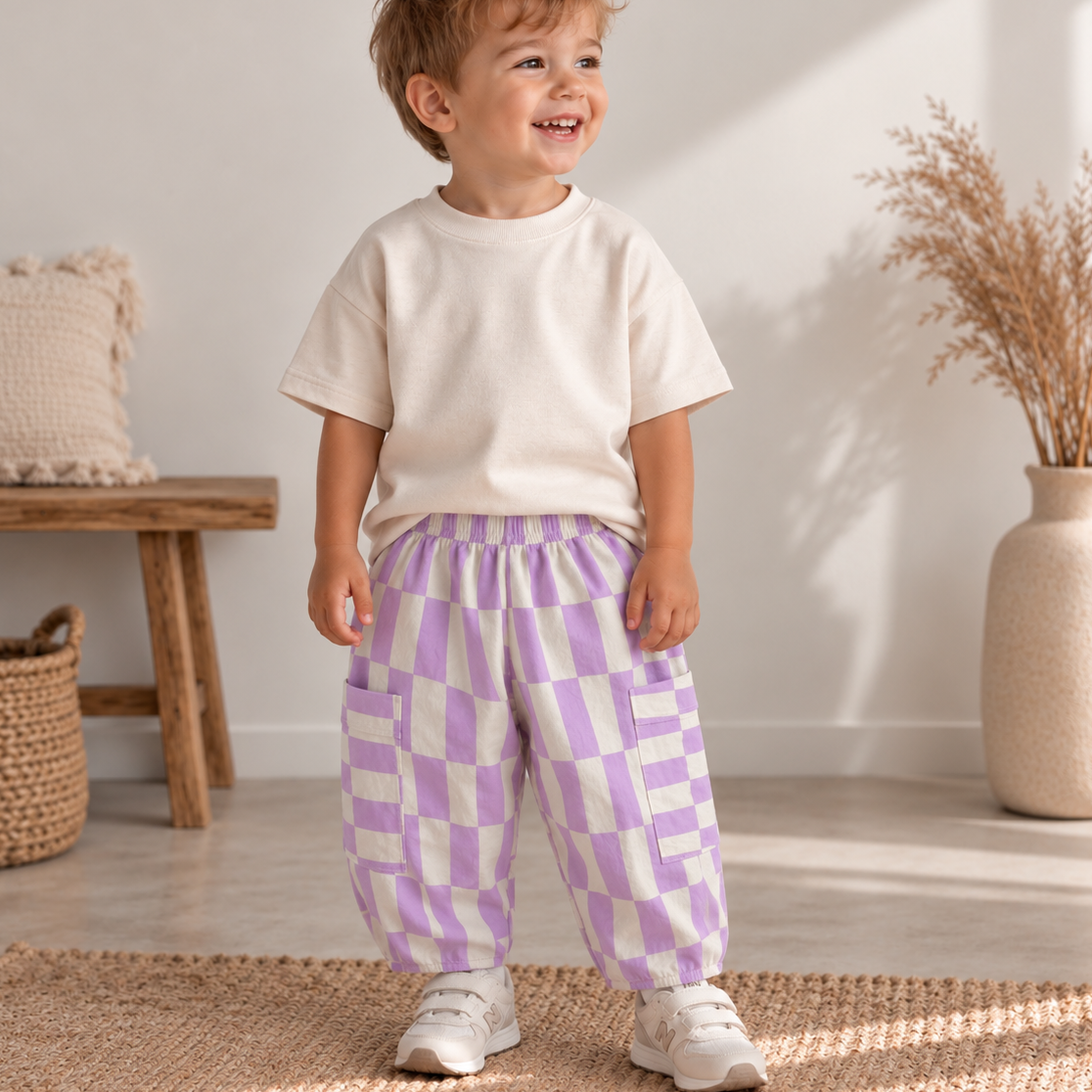 Barrel Pants „Lila Karo“
