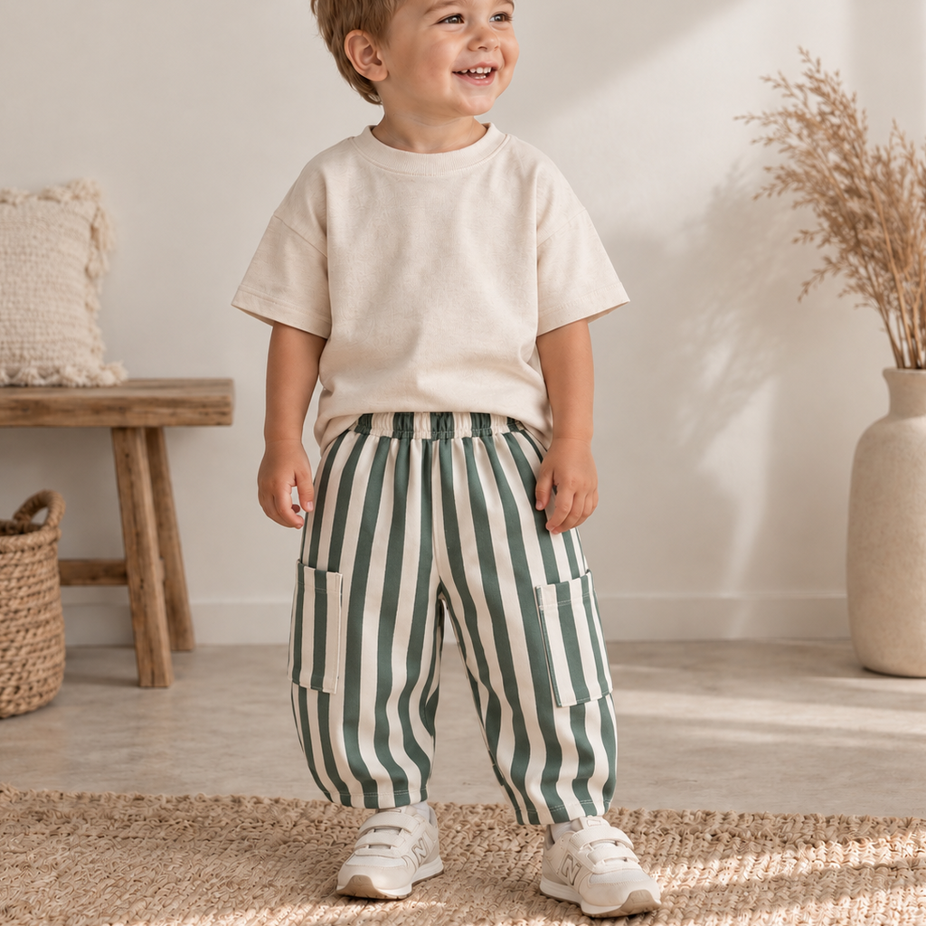 Barrel Pants „Streifen Grün“