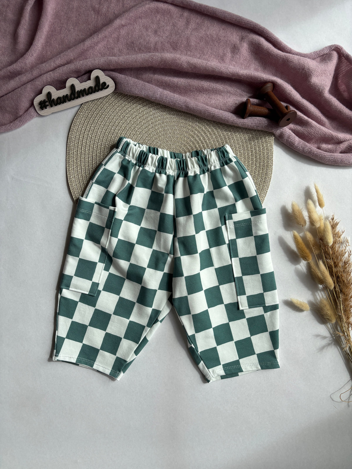 Barrel Pants „Grün Karo“