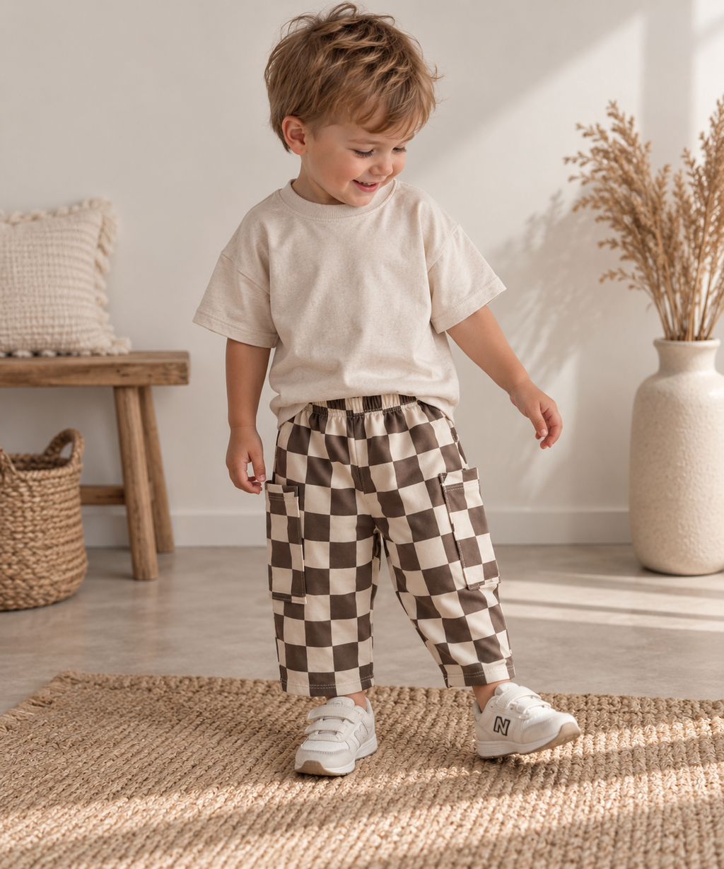 Barrel Pants „Braun Karo“
