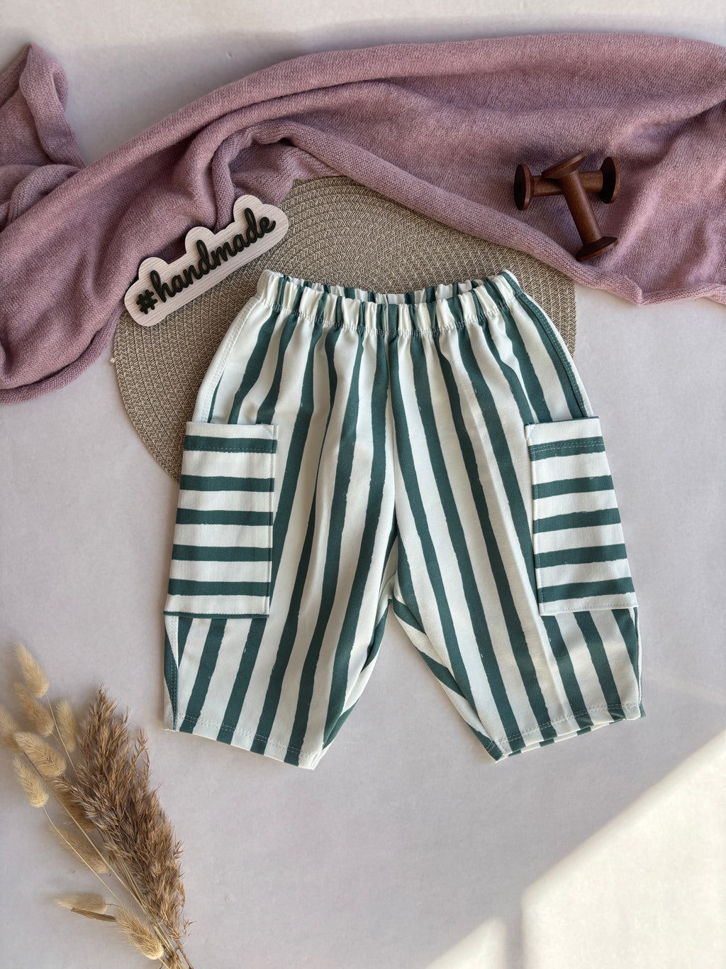Barrel Pants „Streifen Grün“