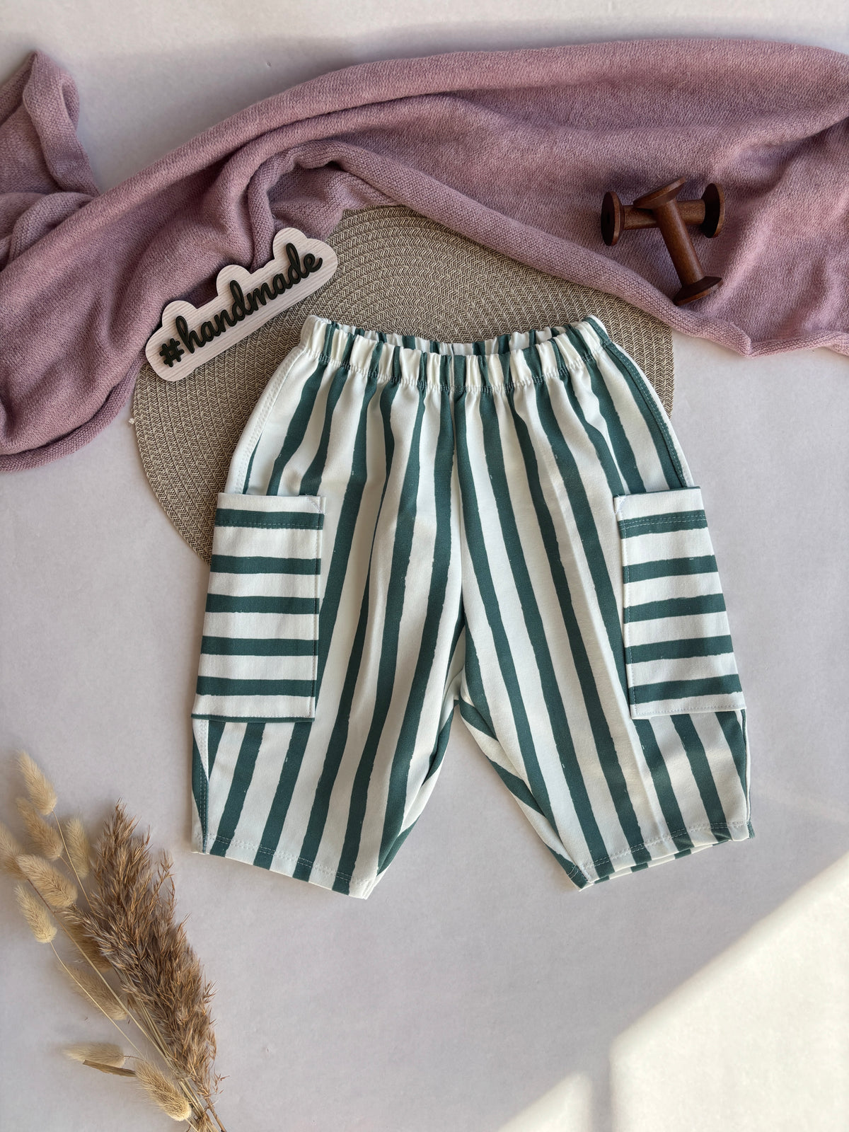 Barrel Pants „Streifen Grün“