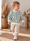 Handmade Oversized Sweater „Grün gestreift“
