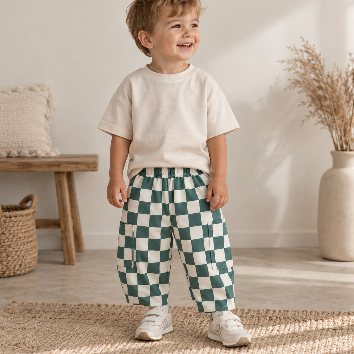 Barrel Pants „Grün Karo“