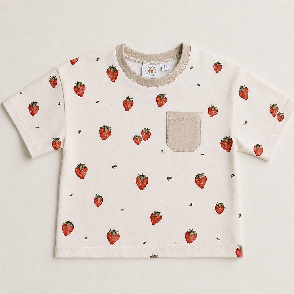 Handmade Oversized T-Shirt „Erdbeeren“