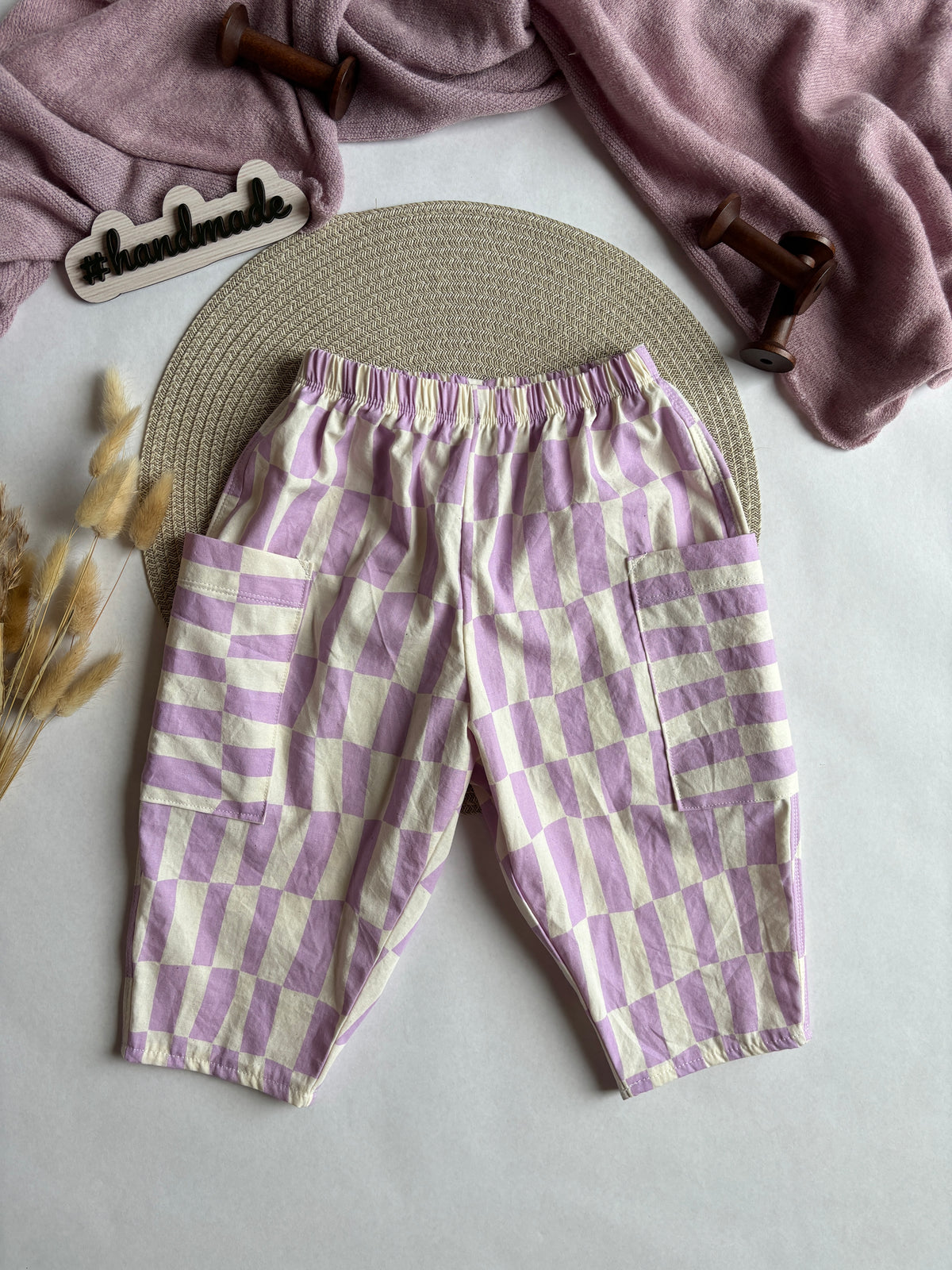 Barrel Pants „Lila Karo“